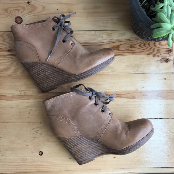 Lucky Brand Norice cognac Leather Wedge Ankle Boot - Picture 8 of 9